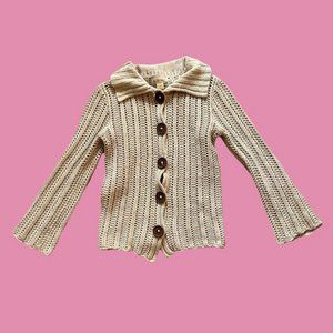 Crochet sweater y2k early 2000’s Hollister in beige brown Super cuteee Fits like
